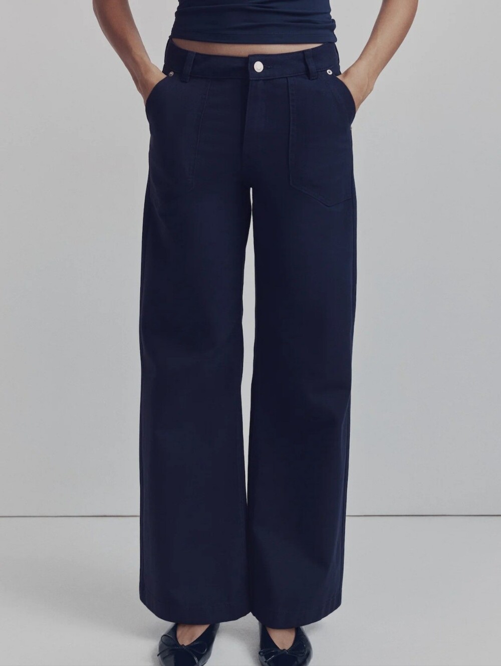 H&M Divided Navy Blue Cotton Twill Pants